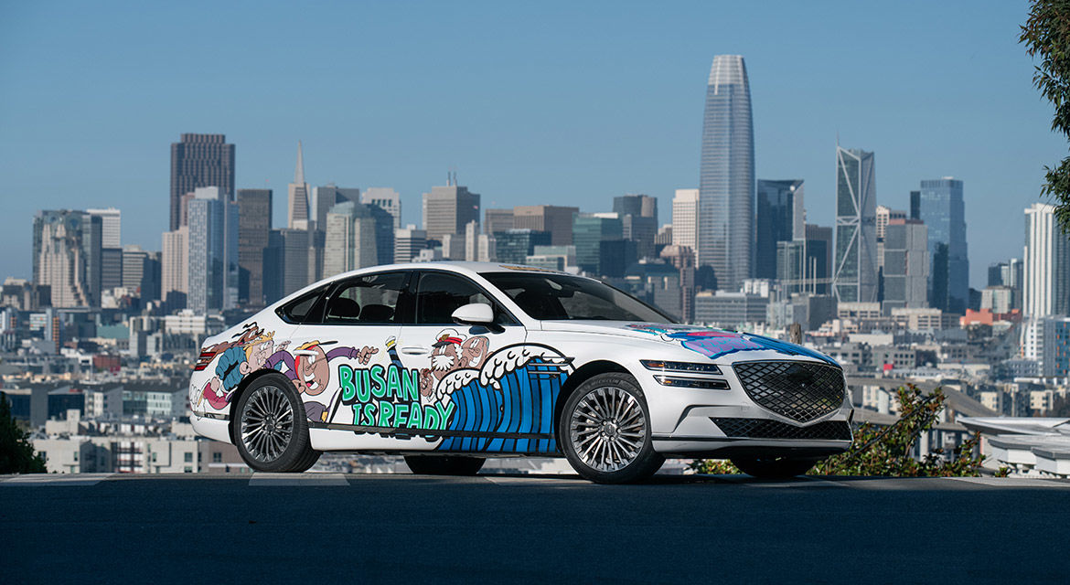 Hyundai Motor Group's art cars are being displayed at Portero Hill, San Francisco, California