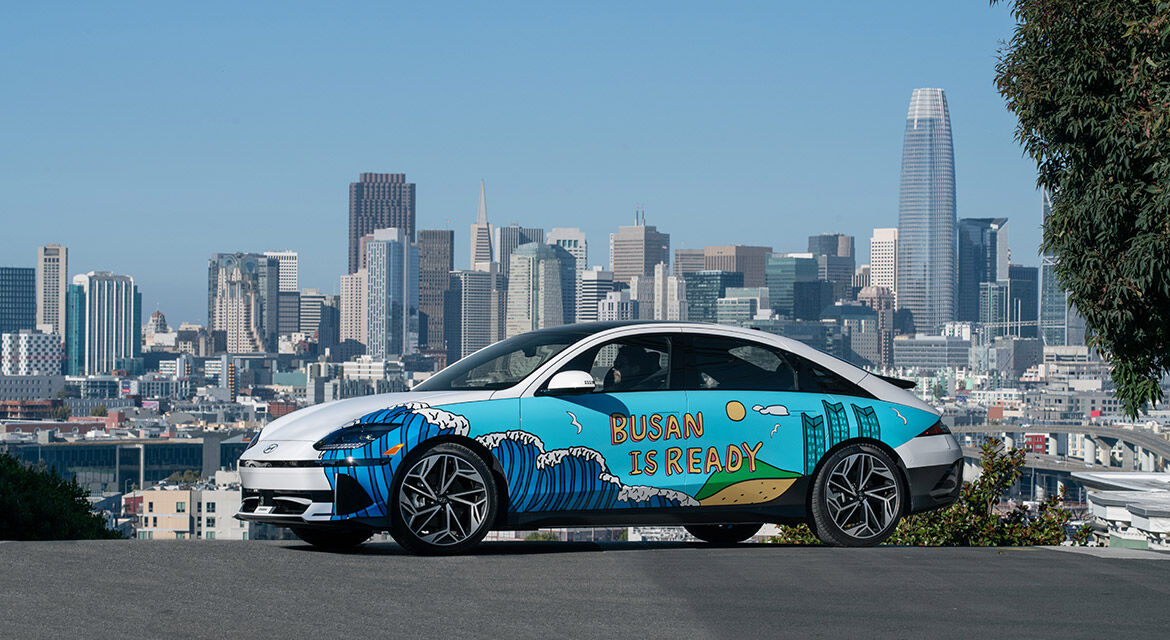 Hyundai Motor Group's art cars are being displayed at Portero Hill, San Francisco, California