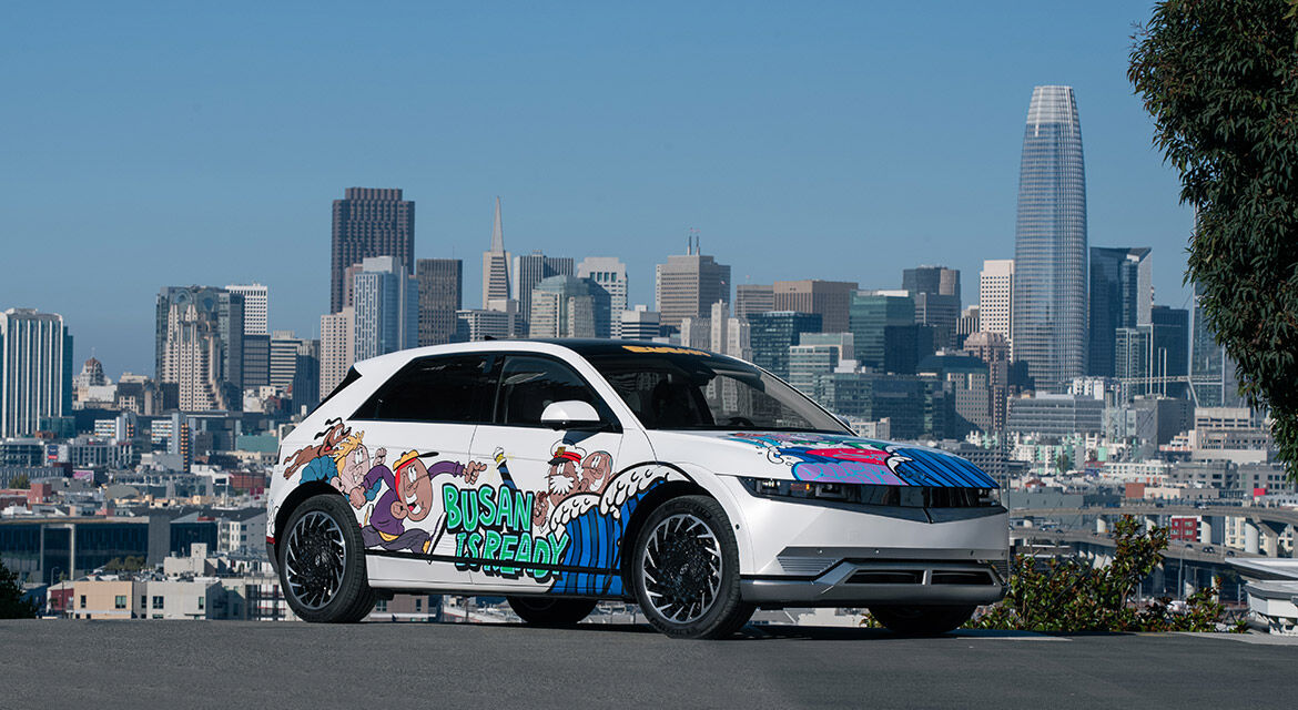 Hyundai Motor Group's art cars are being displayed at Portero Hill, San Francisco, California