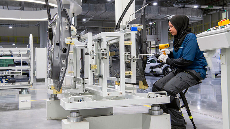Human worker equipped with wearable robot