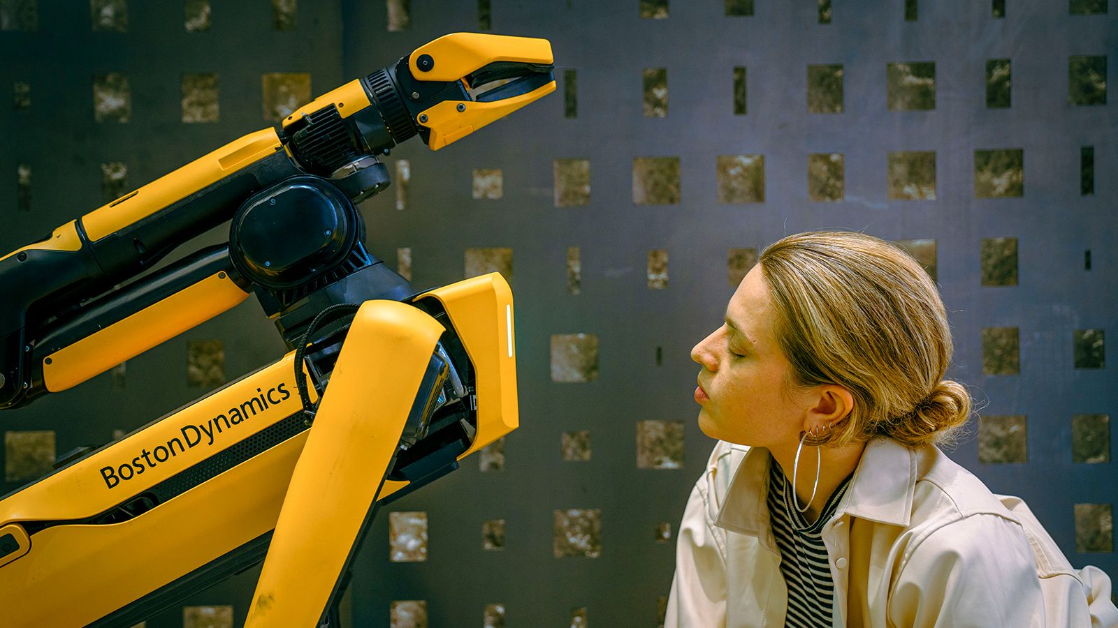 (Image 3) Artist Miriam Simun choreographing an experimental dance with Spot® at Boston Dynamics