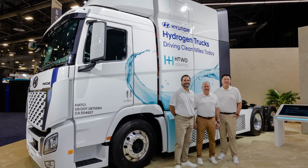 (From left) Glenn Clift, Executive Director of GLOVIS America; Ken Ramirez, Executive Vice President and Head of Global Commercial Vehicle and Hydrogen Business at Hyundai Motor Company; Jim Park, Senior Vice President and Head of Commercial Vehicle and Hydrogen Business Development at Hyundai Motor North America