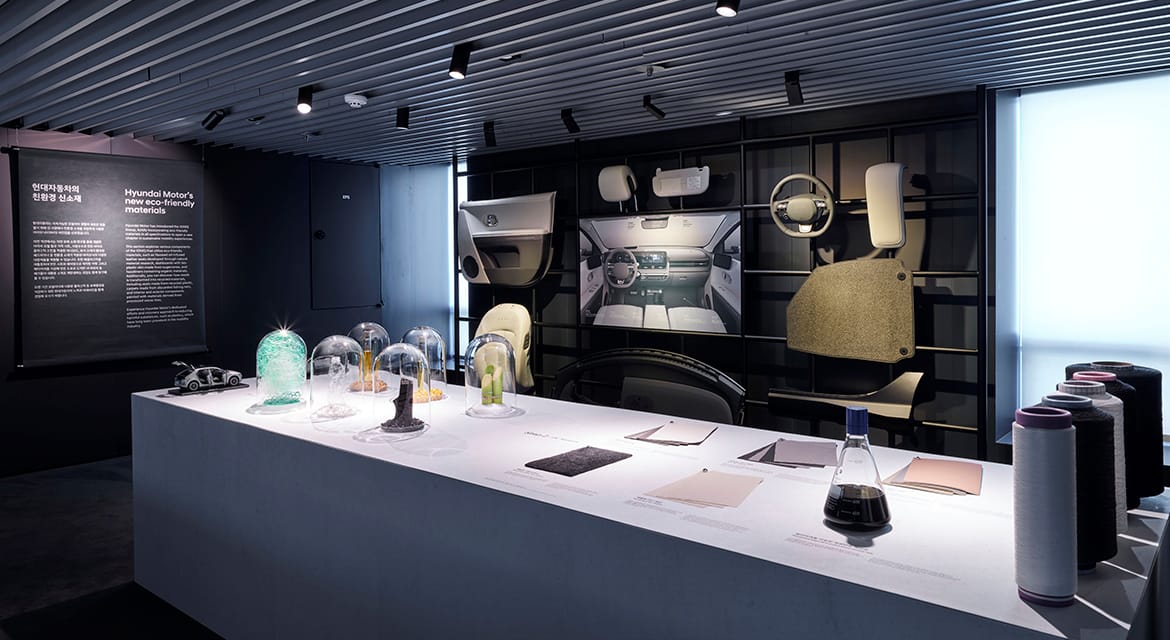 Hyundai Motor showcases the brand's sustainability initiatives through recycled materials applied to the IONIQ lineup