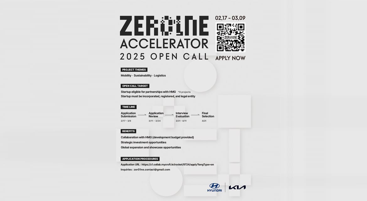 Hyundai Motor Group Welcomes Startups for 2025 ZER01NE Accelerator First Half Open Call 