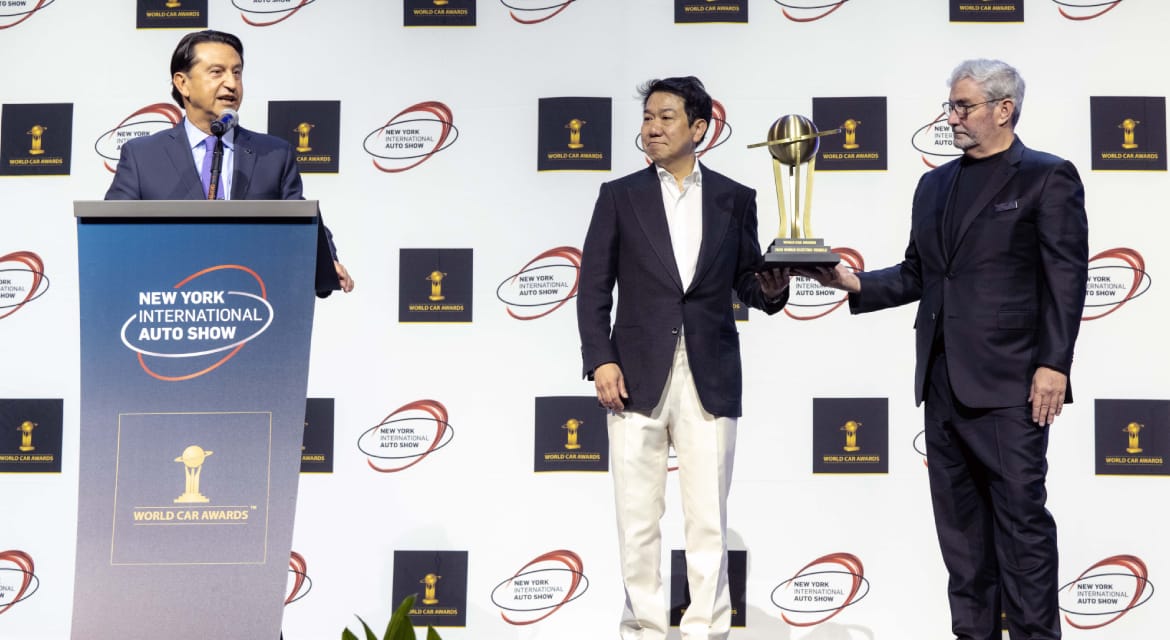 José Muñoz, SangYup Lee and Luc Donckerwolke at 2025 WCA ceremony