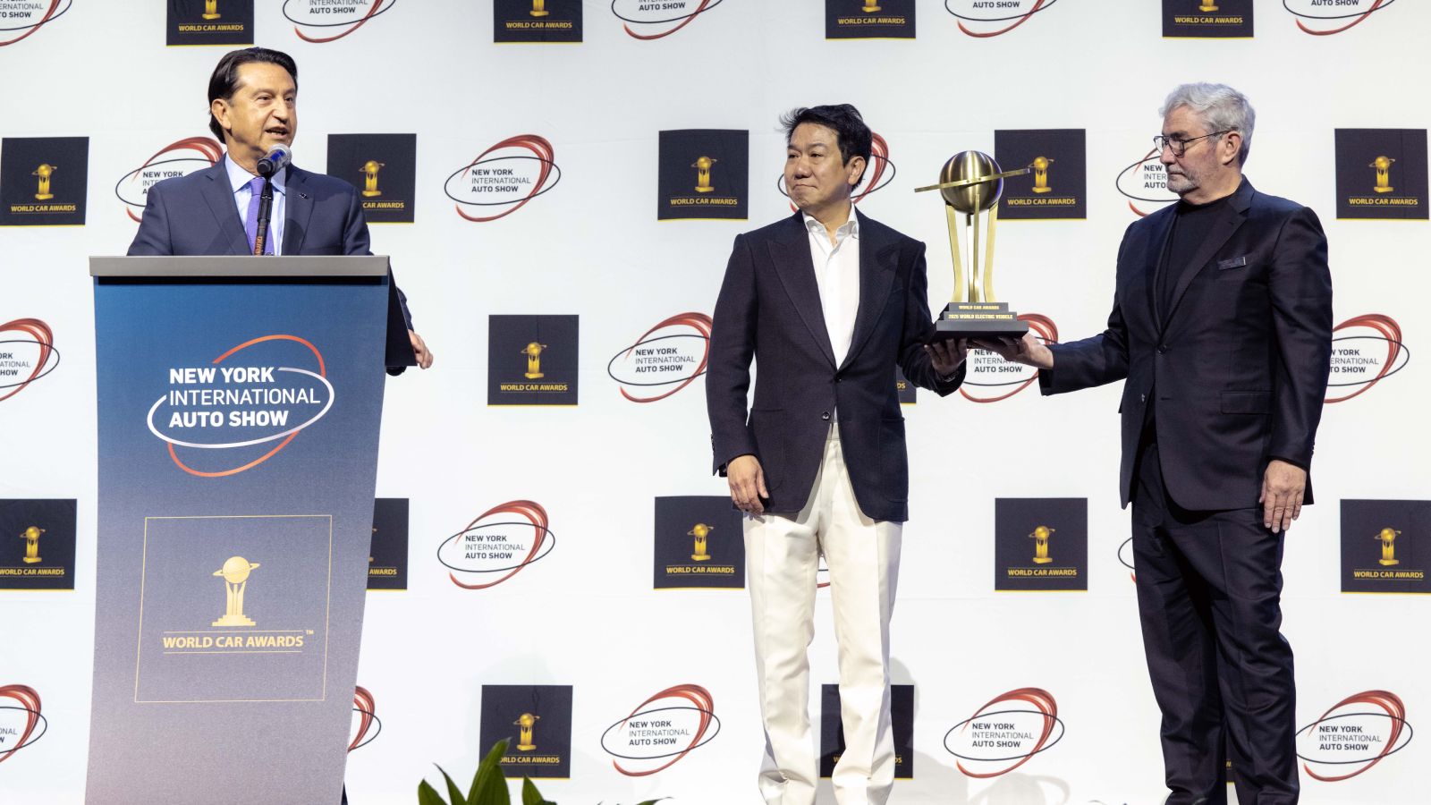 José Muñoz, SangYup Lee and Luc Donckerwolke at 2025 WCA ceremony