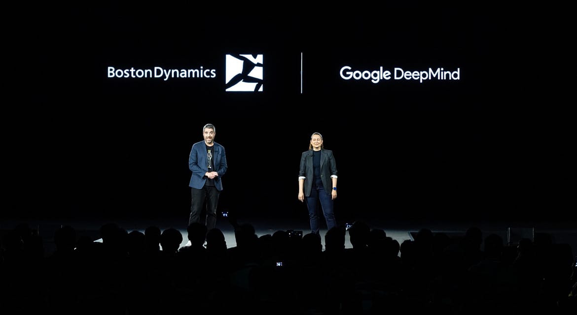 (From left) Alberto Rodriguez, Director of Atlas Behavior at Boston Dynamics; Carolina Parada, Head of Robotics at Google Deepmind