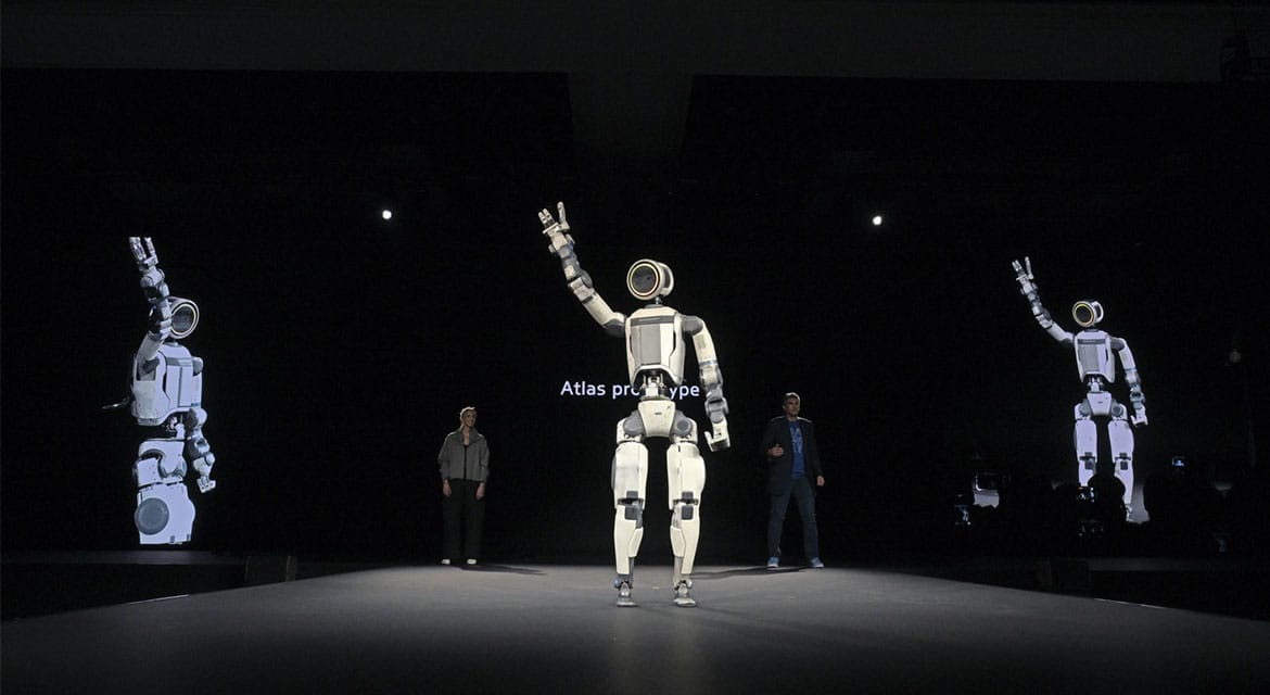 (From left) Aya Durbin, Humanoid Application Product Lead at Boston Dynamics; Zachary Jackowski, Vice President and General Manager of Atlas at Boston Dynamics