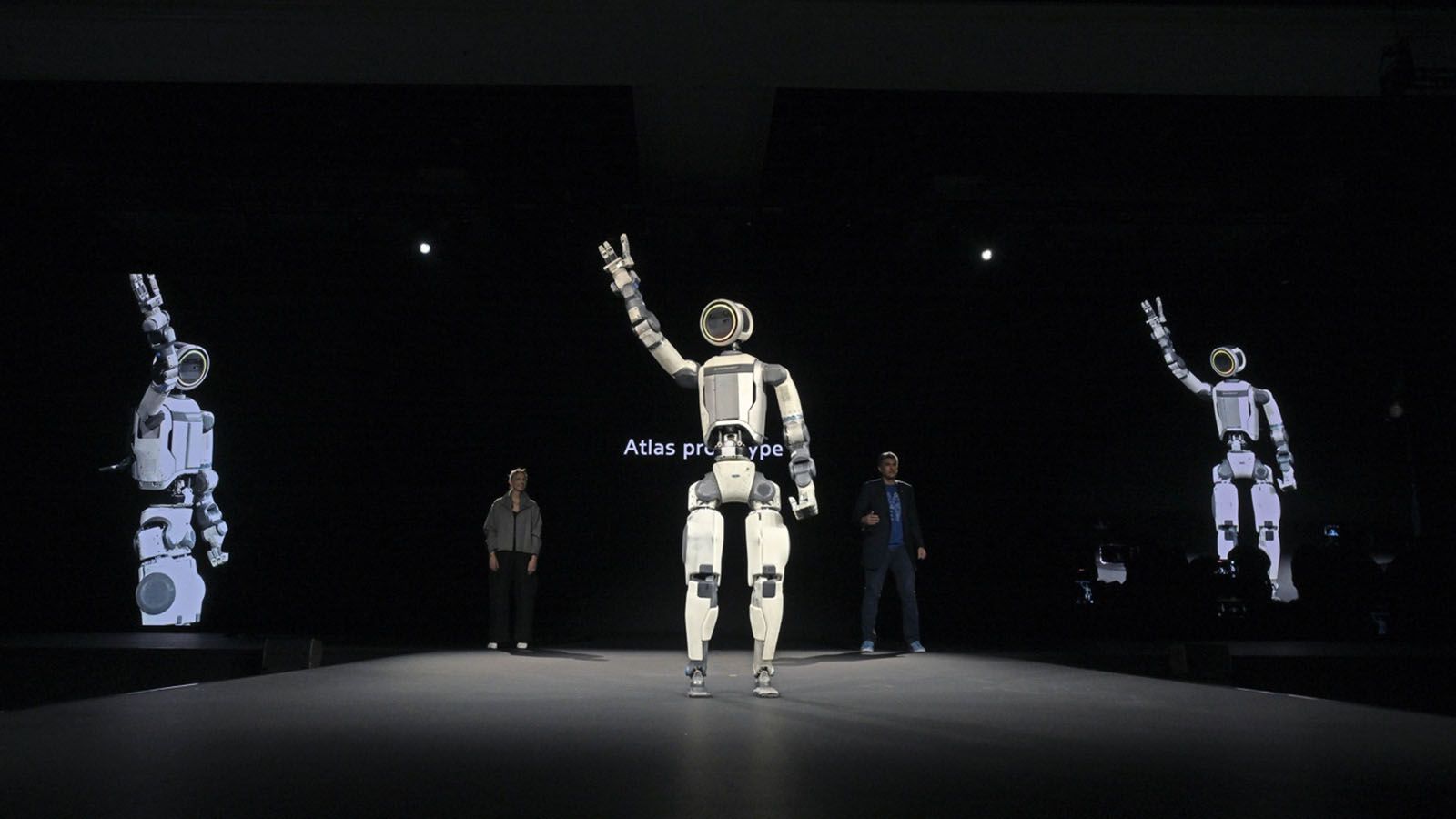 (From left) Aya Durbin, Humanoid Application Product Lead at Boston Dynamics; Zachary Jackowski, Vice President and General Manager of Atlas at Boston Dynamics