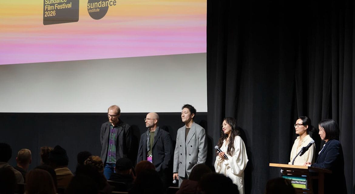 Third from the left: actor Son Sukku, actress Moon Choi, and director Stephanie Ahn.