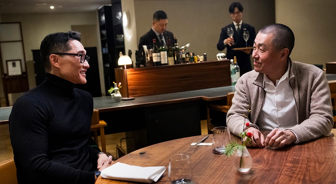 Host Daniel Dae Kim with three-Michelin-star chef Corey Lee, visionary behind Benu and Na Oh
