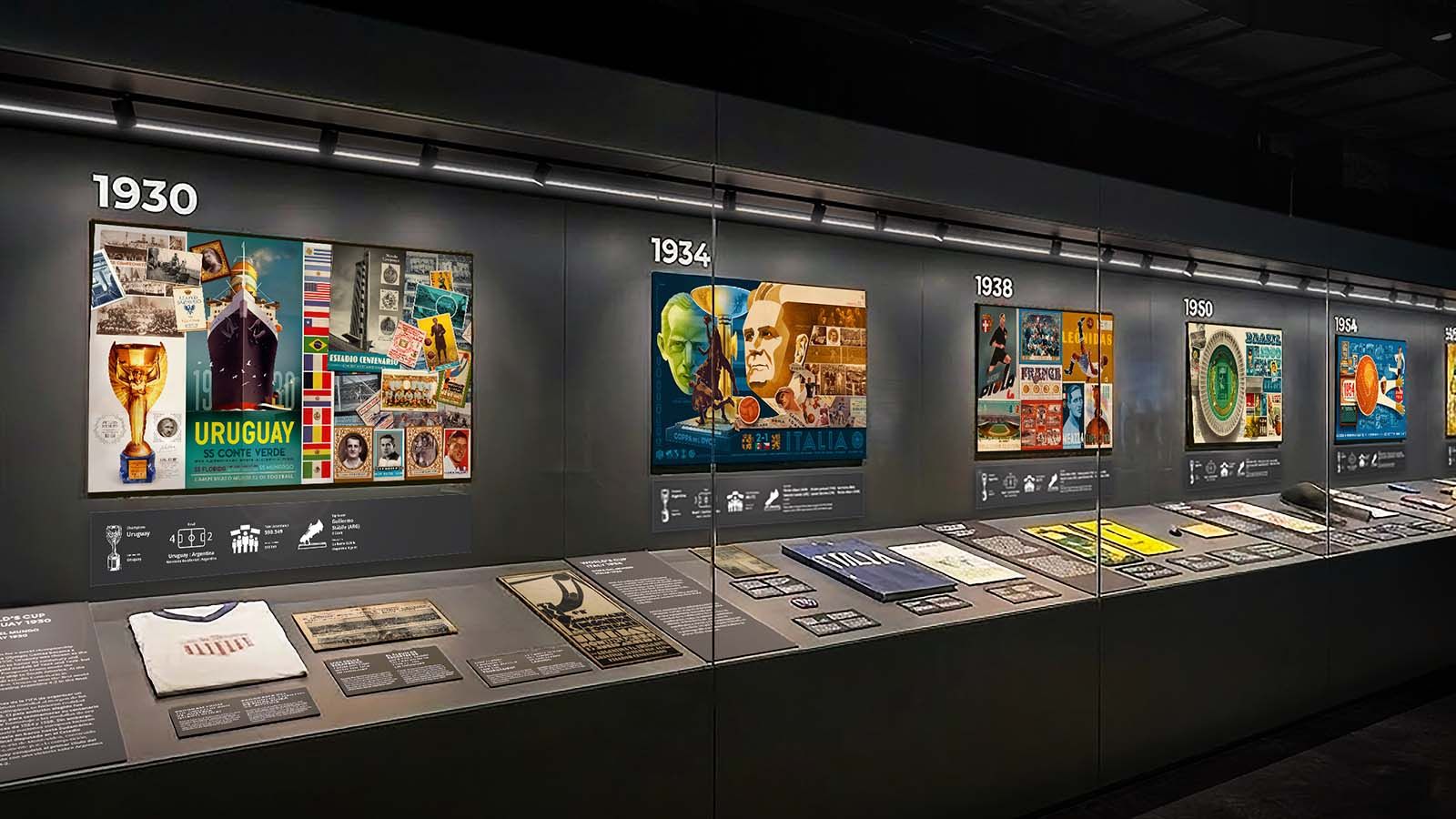 Rendered view of the FIFA Museum exhibition space (FIFA heritage exhibits)