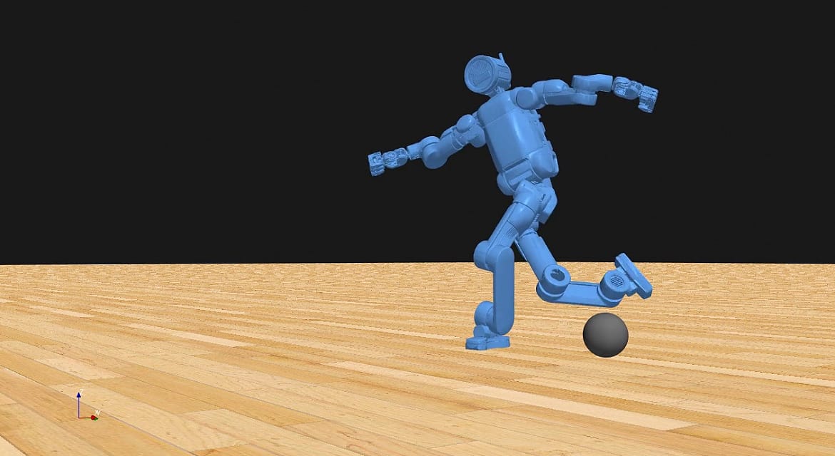 Description: In a new video from Hyundai Motor, Boston Dynamics humanoid robot Atlas flawlessly executes a series of complex football (soccer) drills.