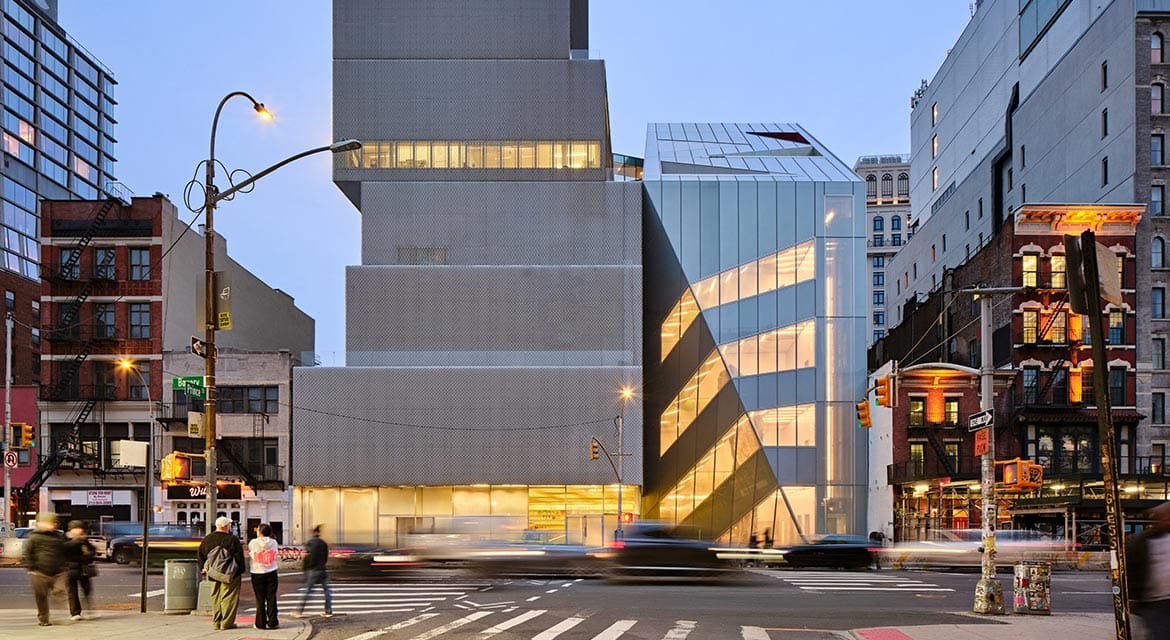 Exterior of the New Museum. Courtesy New Museum. Photo: Jason Keen