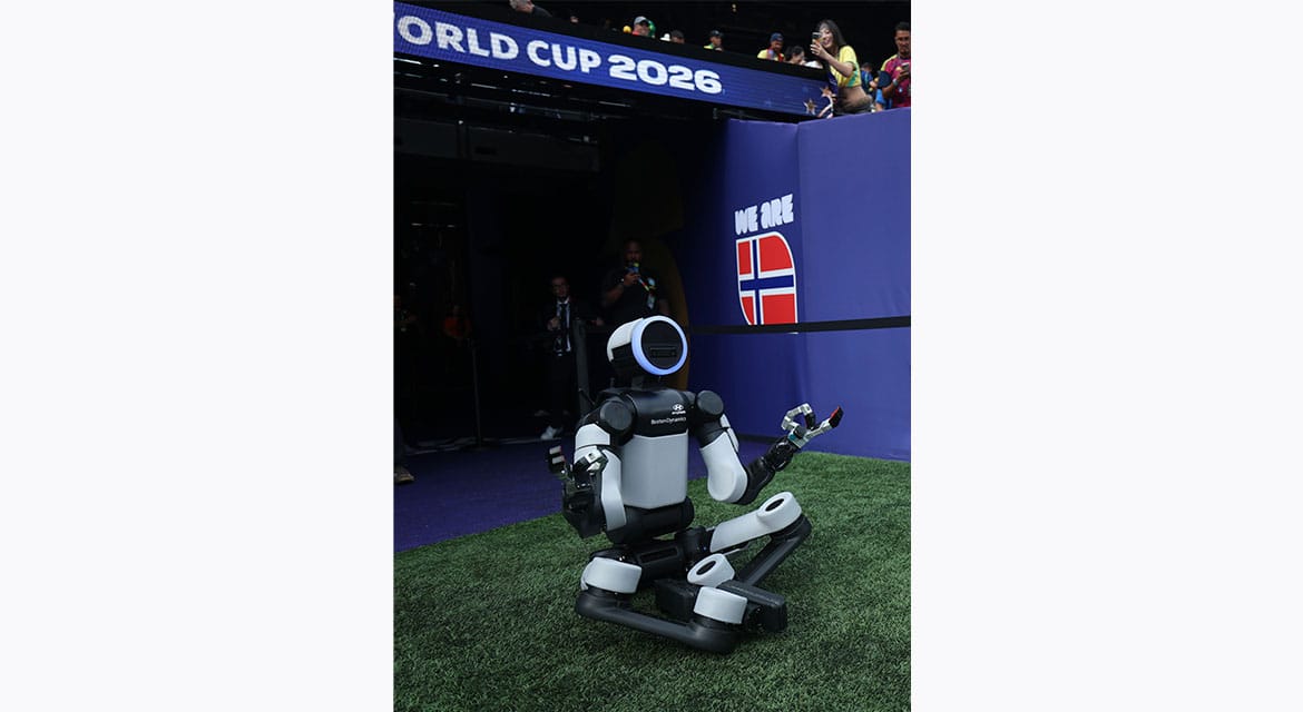Atlas performs Erling Haaland’s signature goal celebration.
