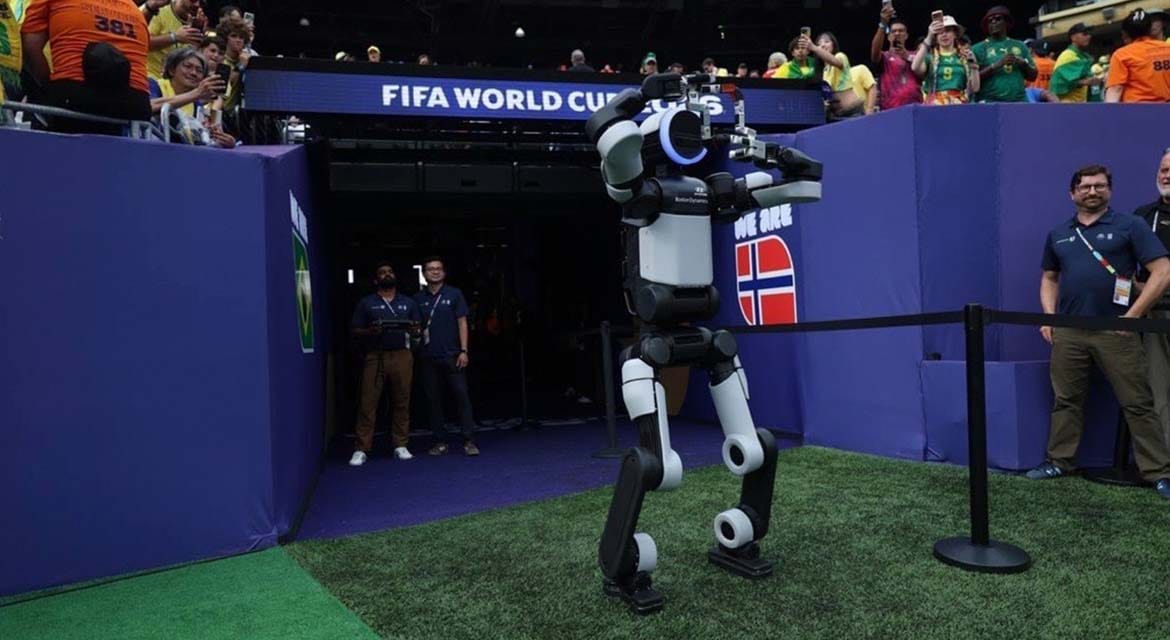 Atlas performs Erling Haaland’s signature goal celebration.