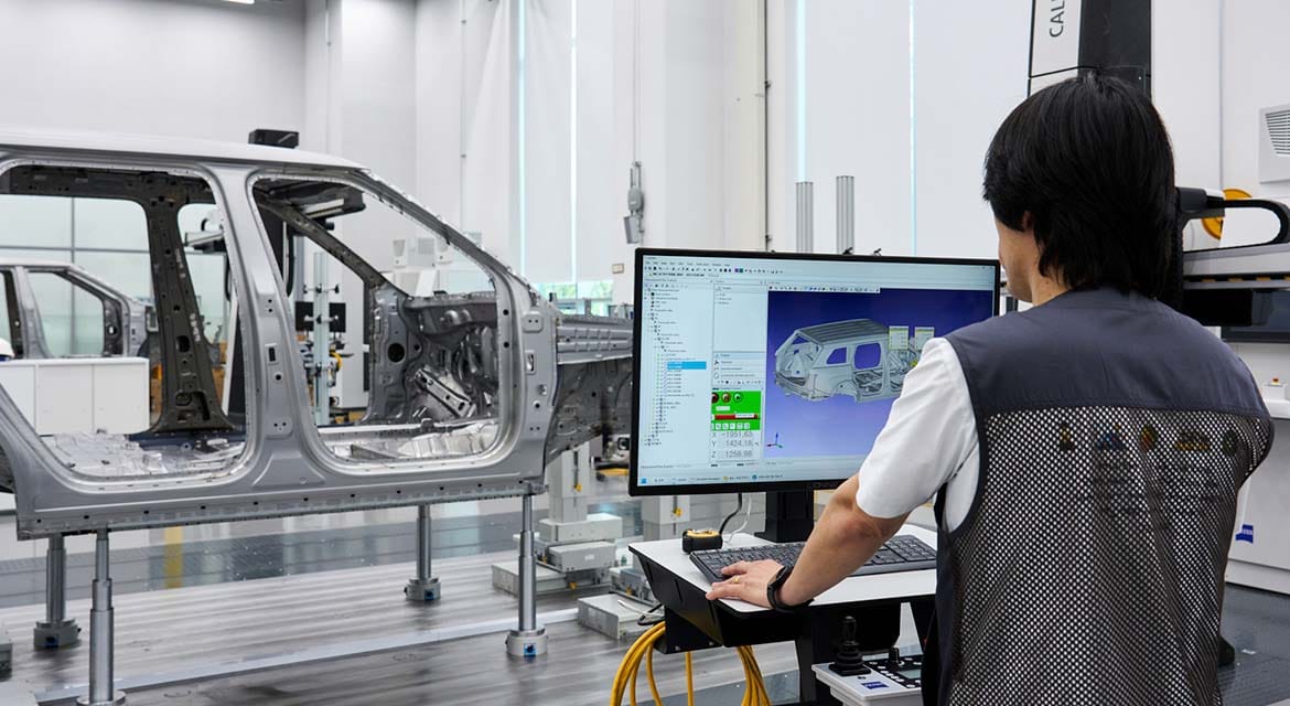 Coordinate Measuring Machine (CMM) systems capture precise dimensional data from up to 1,000 measurement points, helping ensure vehicle structures meet the quality standards.