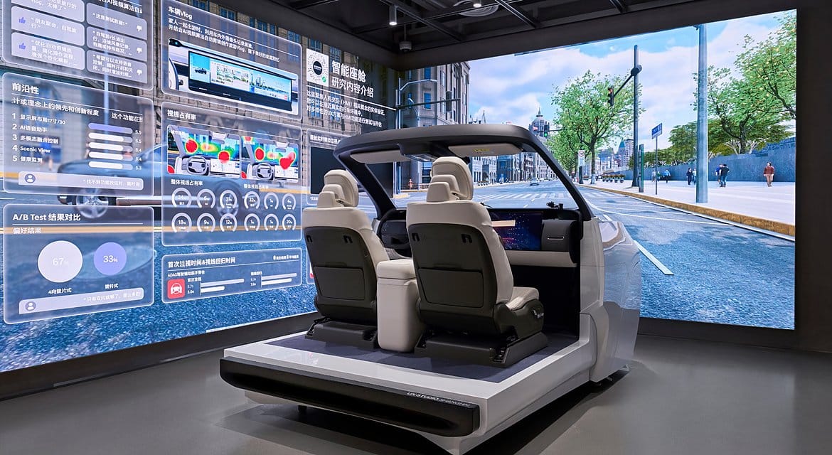 Human Machine Interface (HMI) Buck in the UX Test Zone. Participants can engage directly in UX research processes from a developer's standpoint, assessing UX items and contributing to the optimization of future vehicles and innovative technologies.