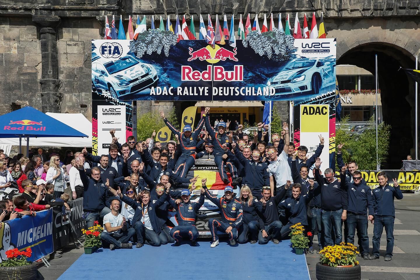 Hyundai Shell World Rally Team celebrate historic first and second place at home in Rallye Deutschland