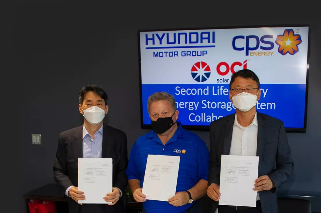 OCI Solar Power, CPS Energy, and Hyundai motor group agree to enter negotiations to test an innovative way to store energy