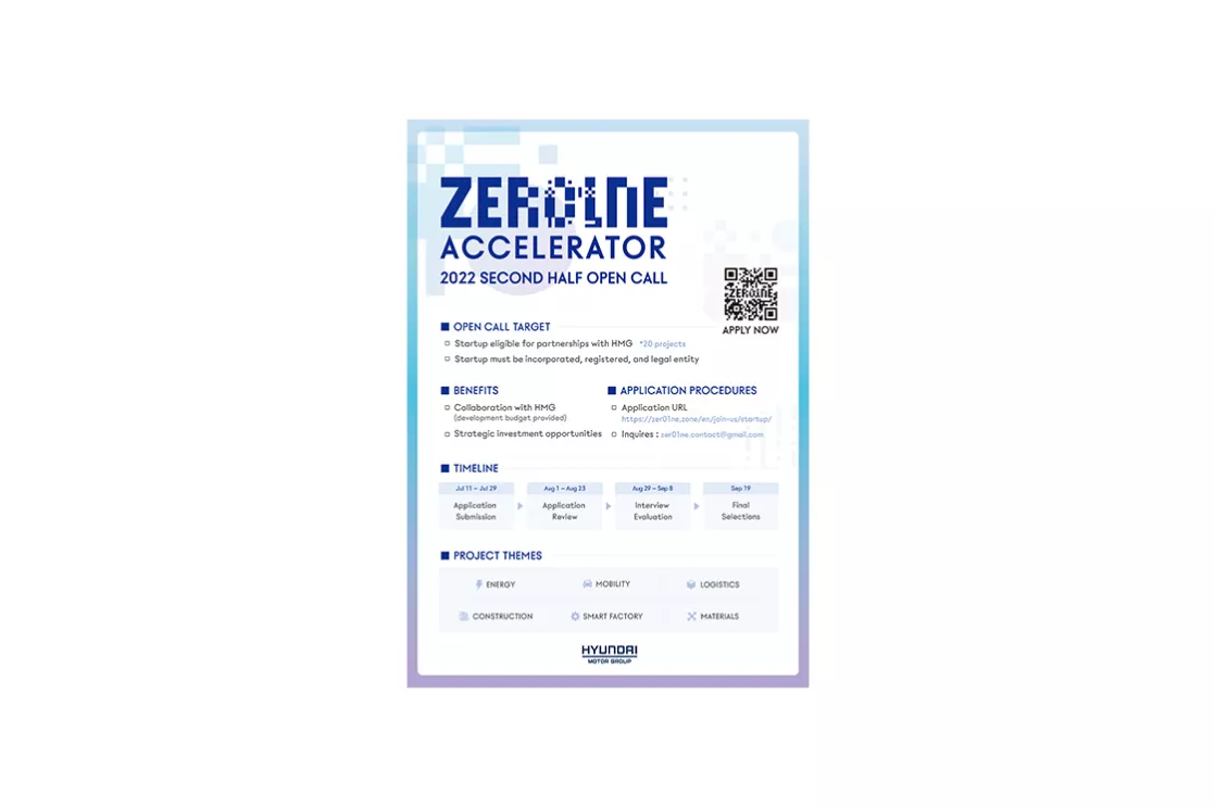 A poster of Hyundai ZER01NE, Hyundai open innovation