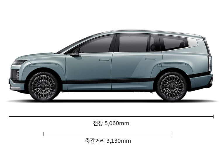 아이오닉 9 공식 측면 제원 이미지