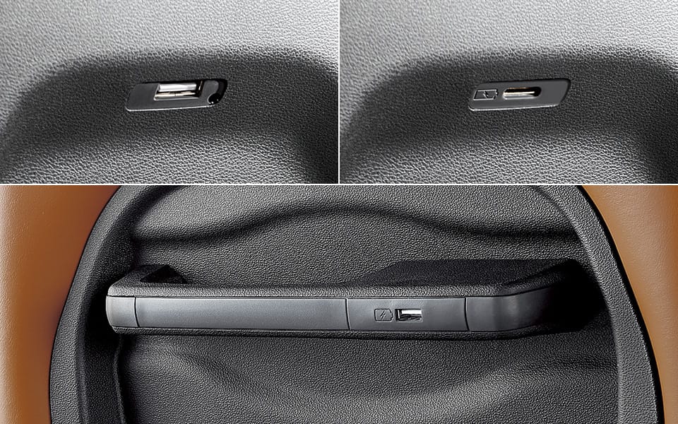 유니버스 승객석 USB 포트 A타입 및 C타입(선택), 핸드그립 타입 USB (MS-E)