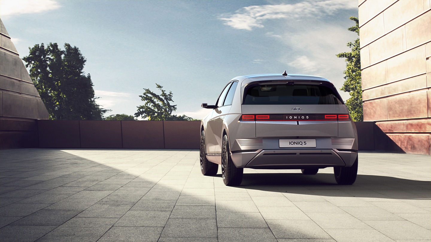 Hyundai IONIQ 5 in Cyber Gray Metallic from the rear