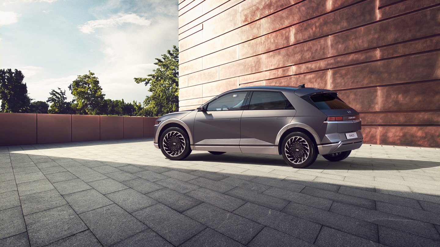 Hyundai IONIQ 5 in Shooting Star Gray Matte from the side