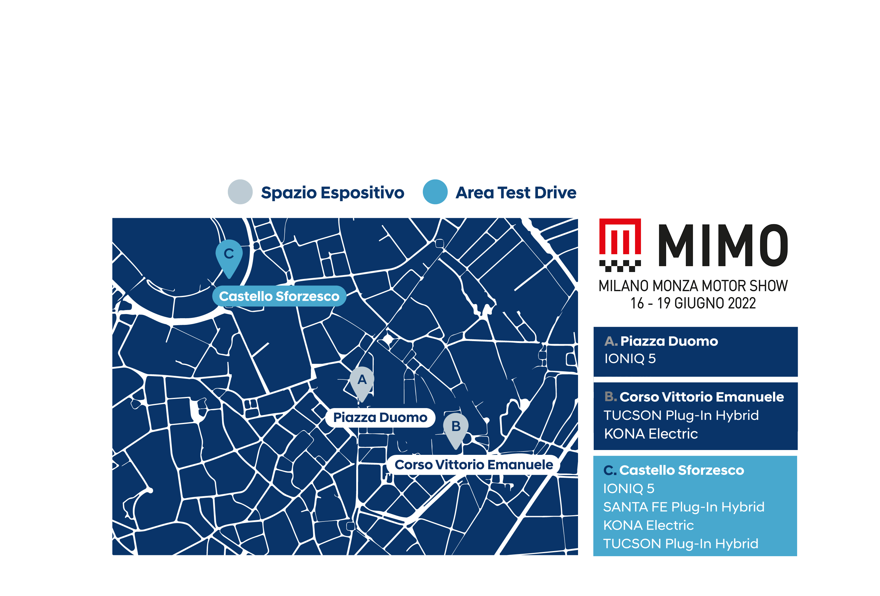 Mappa di Milano con location MIMO 2022