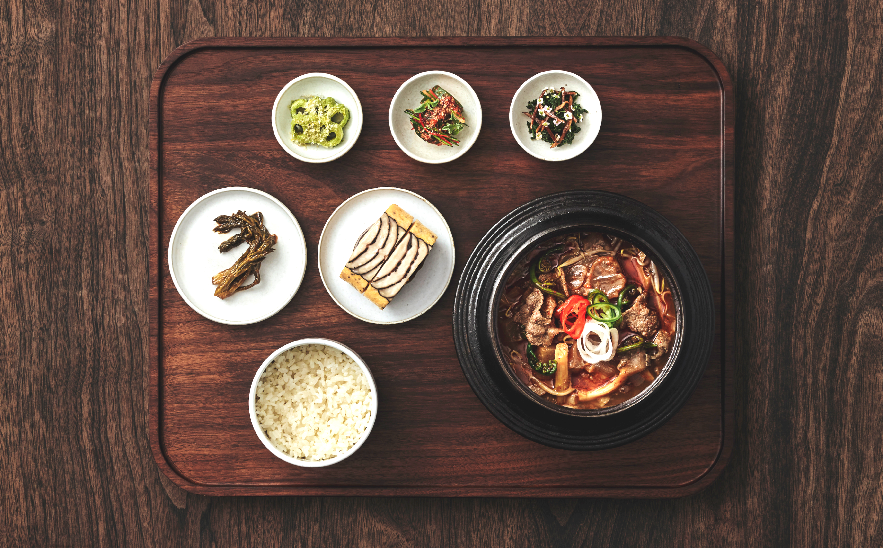 Spicy Beef and Spring Leek Gomtang with Golden Queen's Rice