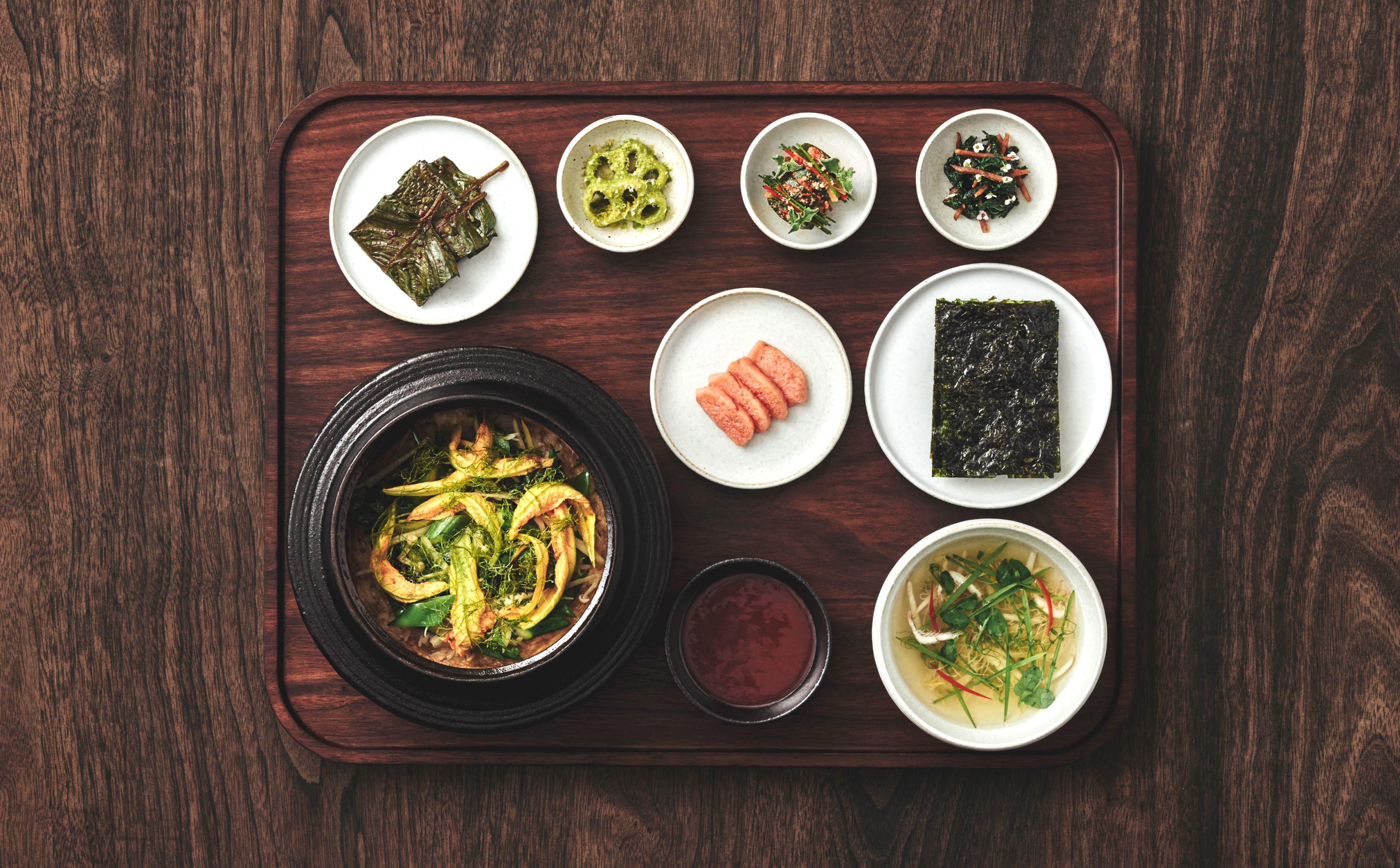 Spring Vegetable Bibimbap Cooked in Gamasot 