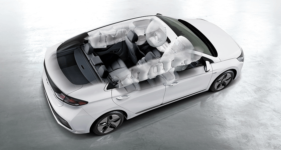 IONIQ Hybrid 7에어백 시스템(앞좌석 어드밴스드, 운전석 무릎, 앞좌석 사이드, 전복대응 커튼)