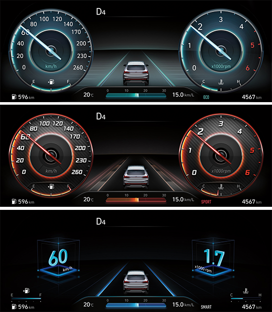 santafe 12.3-inch Full LCD cluster drive mode 