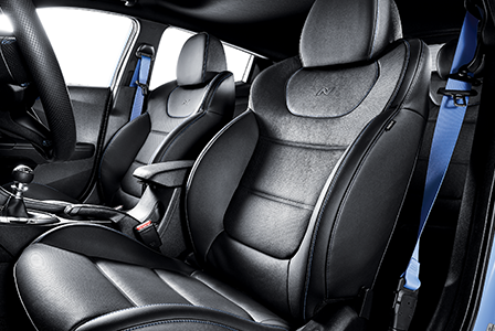 VELOSTER N N-exclusive sports bucket seats & seatbelts in performance blue